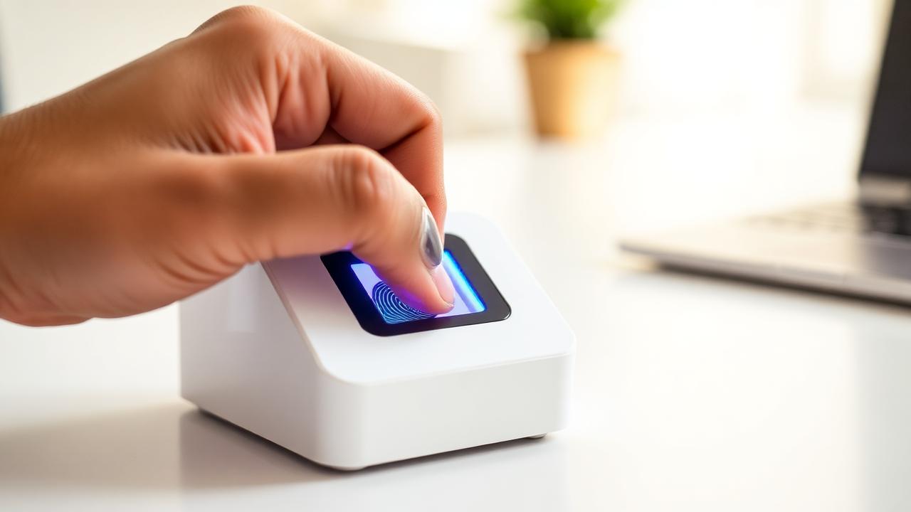 आधार eKYC के लिए फिंगरप्रिंट स्कैनर पर अंगूठा
